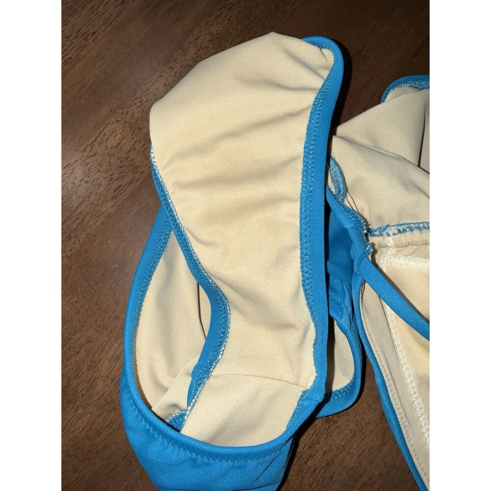 J.Crew Blue One Piece Swimsuit Cross Back Tie Front Classic Size 4 Made In USA - Picture 7 of 7